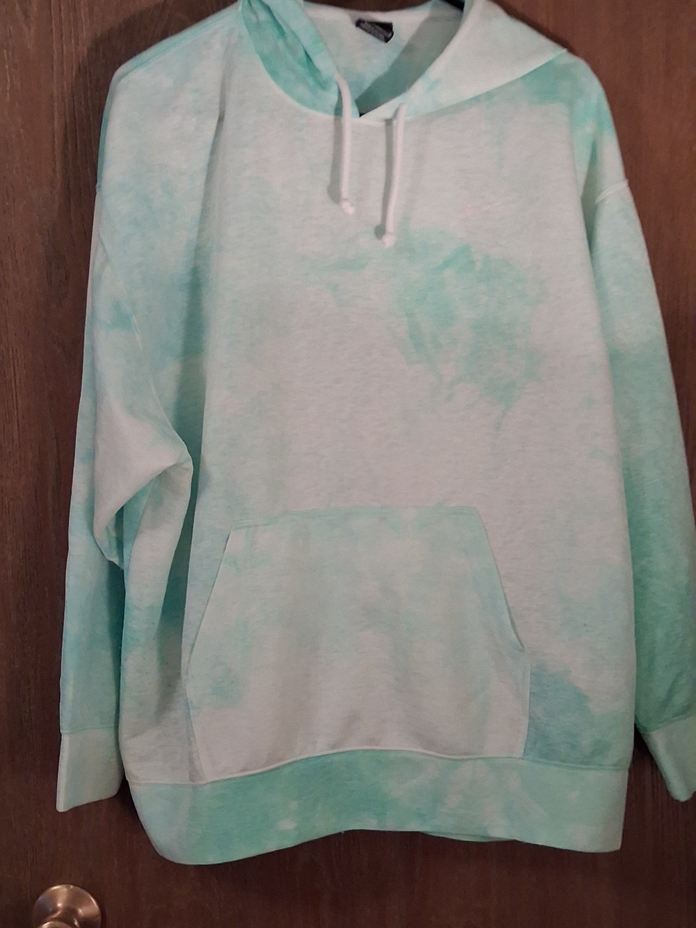 Nike Women's Light Aqua Tie-Dye Hoodie Sweater